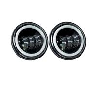 Motorcycle Headlight Motorcycle 4.5 Inch Led Fog Light DRL Halo Ring 30W Round Waterproof 4 1/2 Auxiliary Passing Lamp(A Black with DRL)