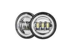 Motorcycle Headlight Motorcycle 4.5 Inch Led Fog Light DRL Halo Ring 30W Round Waterproof 4 1/2 Auxiliary Passing Mp(A Silver with DRL)
