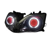 Motorcycle Headlight Motorcycle Modified Head Light Lamp Custom Angel Devil Eyes LED Assembly HID Projector Headlamp For CBR600 F4i 2001-2007(White Red)