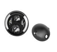 Motorcycle Headlight Universal 7.5 Inch LED Retro Bucket Motorcycle Modified Headlight Hi/Lo Beam DRL And Matte Bck Housing With Bracket(7.5 light housing A)
