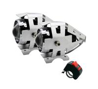 Motorcycle Headlights 2Pcs/set U5 LED Motorcycle Headlight 3 Modes 3000LM Motorbike Projector Fog Lamp(Silver Shell)