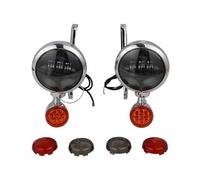 Motorcycle Headlights For Touring For Electra For Gli For Road For King For FLHX 1994-2024 Motorcycle 4.5" LED Fog Light Passing Auxiliary Lamp Housing Bucket Headlamp(Chrome and black)