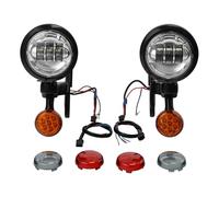 Motorcycle Headlights For Touring For Electra For Gli For Road For King For FLHX 1994-2024 Motorcycle 4.5" LED Fog Light Passing Auxiliary Lamp Housing Bucket Headlamp(Black and chrome)