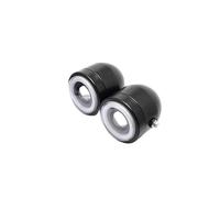 Motorcycle Headlights Motorcycle Modified LED Double Eye Headlights Round Motor Electroplate Retro Angel Eye Headlamp(Black n White1)