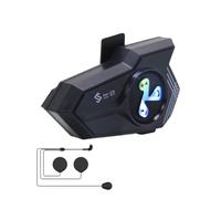 Motorcycle Headset, Wireless Communication System, Voice Assistant Colorful Light Waterproof Noise Cancellation Earphone for Outdoor Riding Skilling, Snowmobile, Women, Men