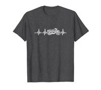 Motorcycle Heart Motorbike ECG Biker Motorcycling T-Shirt, Men, Dark Heather Grey, Small