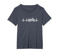 Motorcycle Heart Motorbike ECG Biker Motorcycling T-Shirt, Women's Plus, Heather Blue, 2X