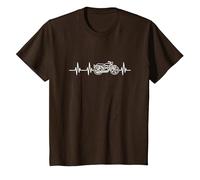 Motorcycle Heart Motorbike ECG Biker Motorcycling T-Shirt, Youth, Brown, Small
