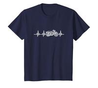 Motorcycle Heart Motorbike ECG Biker Motorcycling T-Shirt, Youth, Navy Blue, 2T