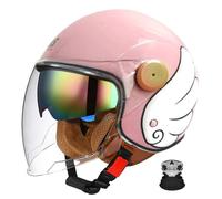 Motorcycle Helmet, 3/4 Open Face Vintage Motorcycle Helmet with Double Visor, Removable Liner, ECE Certified Motorcycle Helmet, Adult Scooter Helmet, Unisex R,XL61-662CM