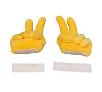 Motorcycle Helmet Accessories: 4.72 Inch Plush Gesture Funny Yellow Hand Decoration Creative Riding Accessory with Soft Decorative Accessory Design | Use pa