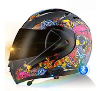 Motorcycle Helmet Bluetooth, Full Face Motorbike Helmet Flip up Double Sun Visor Modular Helmet DOT/ECE Certified, Built-in Mp3 Integrated Communication Auto-answer System