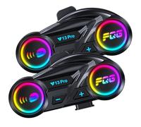 Motorcycle Helmet Bluetooth Headset, 2-Way 500M Helmet Intercom Headset 2 Riders Intercom Communication Systems with CVC Noise Cancellation 2 Type Mics FM Radio Waterproof for ATV/Snowmobile (2 Pack)