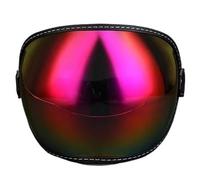 Motorcycle Helmet Bubble Protective Visor Lens Fits All Retro Open Face Half Helmets(L1-Red yellow)