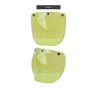 Motorcycle Helmet Bubble Visor Windshield Lens with Flip Up Bracket for 3 Snap Open Face Helmets, High Definition PC Material, Oil Proof and Dust Proof Eye Protection, Clear Rain (Yellow)