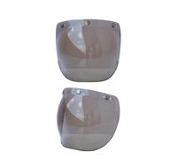 Motorcycle Helmet Bubble Visor Windshield Lens with Flip Up Bracket for 3 Snap Open Face Helmets, High Definition PC Material, Oil Proof and Dust Proof Eye Protection, Clear Rain (Tan)