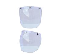 Motorcycle Helmet Bubble Visor Windshield Lens with Flip Up Bracket for 3 Snap Open Face Helmets, High Definition PC Material, Oil Proof and Dust Proof Eye Protection, Clear Rain (Transparent)