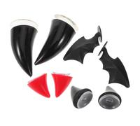 Motorcycle Helmet Cat Ear Accessories with Bat Wings and Devil Horns | Suction Cup Attachment, Reusable PP Plastic, Black and Red Finish, for Riders, Cosplayers, Scooter Helmets