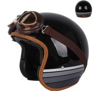 Motorcycle Helmet Classic Open Helmet ECE-Approved Helmets for Men and Women Helmet for Adults Four Seasons Retro Helmet Moped Helmet Scooter Helmet A,M57~58