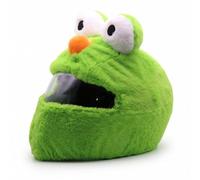 Motorcycle Helmet Cover, Crazy Funny Cartoon Plush Helmet Protector, Full Face Integrated Dust Cover, Funny Riding Gear Present, Easy Install for Men Women (Green Frog)