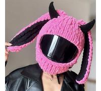 Motorcycle Helmet Cover with Cute Cat/Rabbit Ears, Funny Full Face Helmet Protective Cover for Men Women Novelty Hat Plush Bike Fun