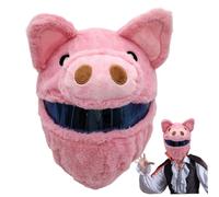 Motorcycle Helmet Covers, Halloween Faced Pig Plush Helmet Cover Motorcycle, Decorative Funny Cute Cartoon No Blocking Vision Cover for Riding, Parties, Only
