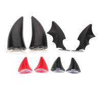 Motorcycle Helmet Decoration Devil Horns 4pair Bat Wings Cat Ears | Suction Cup Attachment, Lightweight Plastic PP Styling, Tool-free Fitting for Bicycle Helmets and Night Riding