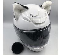 Motorcycle Helmet Decoration, Pack of 2 Motorcycle Helmet Ears + Tail Decoration Cute Plush Cat Ear Shape Decoration Sticker Personality Plush Cat Ear Helmet Ears for Roll Motorcycle Helmet