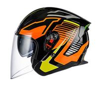 Motorcycle Helmet ECE 22.06 Approved Scooter Crash Jet Helmet with Double-Layer Visor 3/4 Half Face Motorbike Helmet Suitable for Adult Men and Women H,L=(59-60CM)