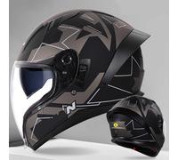 Motorcycle Helmet ECE Full-Face Helmet Flip-Up Helmet Scooter Helmet Crash Helmet with Double Visor Sun Visor Robust Quiet Drink Water Without Taking Off the Helmet E,L(57-58CM)