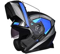 Motorcycle Helmet Flip-Up Helmet with Double Visor ECE Approved Lightweight Modular Helmet Full-Face Helmet with Sun Visor for Adults Men and Women C,XL58~59