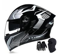 Motorcycle Helmet Flip-Up Modular Helmet, DOT/ECE Certified With Double Visor, Street Racing Moped Scooter For Adults Women Men E,XL=59-60CM