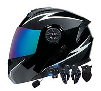Motorcycle Helmet Flip-Up Modular Helmets with Bluetooth,DOT/ECE Approved Helmet Full Face Helmet Scooter Helmet Crash Helmet Double Anti-Fog Visors Ideal for Men Women