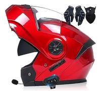 Motorcycle Helmet Flip-Up Modular Helmets with Bluetooth,DOT/ECE Approved Helmet Full Face Motorbike Helmet Scooter Helmet Crash Helmet Double Anti-Fog Visors Ideal for Men Women
