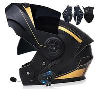 Motorcycle Helmet Flip-Up Modular Helmets with Bluetooth,DOT/ECE Approved Helmet Full Face Motorbike Helmet Scooter Helmet Crash Helmet Double Anti-Fog Visors Ideal for Men Women