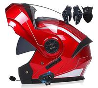 Motorcycle Helmet Flip-Up Modular Helmets with Bluetooth,DOT/ECE Approved Helmet Full Face Motorbike Helmet Scooter Helmet Crash Helmet Double Anti-Fog Visors Ideal for Men Women