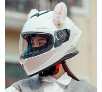 Motorcycle Helmet Full Face Helmet with Sun Visor ECE 22.06 Certified Racing Style with Aerodynamic Spoiler Scratch-Resistant Visor 190° Field of View White A,2XL59~60CM