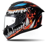 Motorcycle Helmet Full Face Helmets for Adults Full Face Helmet Moped Helmet 190° Field of Vision Racing Style with Aerodynamic Spoiler ECE Certified Scratch-Resistant Visor A1,M54~55CM