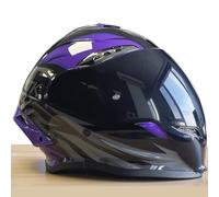 Motorcycle Helmet Full-Face Motorcycle Helmet Racing Style ECE Certification with Aerodynamic Spoiler Scratch-Resistant Visor 190° Field Winter Full-Face Helmet G,XL61-62CM