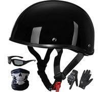 Motorcycle Helmet German Style Half Helmet Skull Cap Adult Men Women Half Shell Helmet, ECE 22.06 Approved Retro Half Face Helmet for Cruiser Scooter Chopper 3,M/(57~58cm)