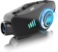 Motorcycle Helmet Headset with Camera, Moman H4C with 【1080P Camera】120° Wide Angle 360° Shooting Single Use Motorbike Headphone Speaker with 32G TF Card AI Voice Assitant HiFi Stereo IPX6 Waterproof