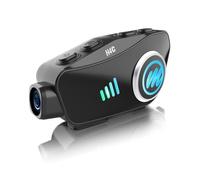 Motorcycle Helmet Headset with Camera, Moman H4C with 【1080P Camera】120° Wide Angle 360° Shooting Single Use Motorbike Headphone Speaker with 32G TF Card AI Voice Assitant HiFi Stereo IPX6 Waterproof