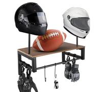 Motorcycle Helmet Holder,20KG Load-bearing Helmet Rack Wall Mount Wall Organizer with 4 Clips and 4 Hooks for Accessories Storage,Versatile Motorbike Helmet Holder for Motorsports/Bike/Sports Stuff