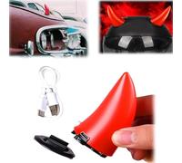 Motorcycle Helmet Horn with Led Light, Stick On Motorcycle Helmet Horns, Motorcycle Helmet Horns, Helmets Accessory Glow in The Dark (Red + charging cable)