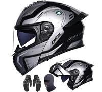 Motorcycle Helmet Modular Flip-Up Helmet with Double Sun Visor, Unisex Full Face Helmet ECE Approved, Motocross Scooter for Adults Men Women 4,XL