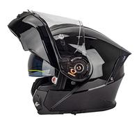 Motorcycle Helmet Modular Flip Up Integrated Helmet with Double Visor Full Face Motorbike Helmet with Built-in Lens DOT/ECE Approved Scooter Crash Helmets For Adults Men Women,Black-XXL(63~64cm)
