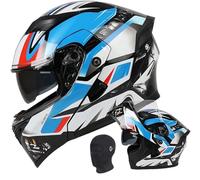 Motorcycle Helmet Motorcycle Flip-Up Helmet Modular Helmet with Double Visor Full Face Helmet DOT/ECE Certified for Mopeds Street Scooters Bicycles Cruisers 6,L57-58CM