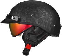 Motorcycle Helmet Open Face Helmet, Motorcycle Half Helmet with Sun Visor Retro Vintage Style Jet Helmet for Men Women Motorbike Crash Helmet DOT/ECE Approved 55-64Cm 3,M