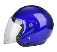 Motorcycle Helmet Open Face with Visor Helmet for Adult Men Women DOT/ECE Approved 3/4 Retro Lightweight Jet Style Half Helme Motorbike Moped Scooter Crash Helmets (55-60Cm),Blue