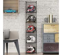 Motorcycle Helmet Rack Stand - Floor-Standing Metal Bike Helmet Holder with Shoe Bag Shelf - Grids Storage Bins for Closet Cabinet - Modular Bookshelf & Hat Display Case